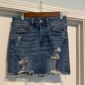 American Eagle Hi- Rise Mini Distressed Jean Skirt - Never Wore